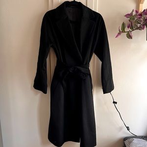 UNIQLO Black Wrap Coat w/ Tie Belt